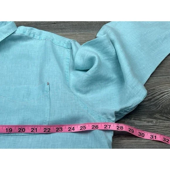 Tommy Bahama RELAX Button Up Shirt Men XL Linen Long Sleeve Blue Beach Nautical - Picture 7 of 12